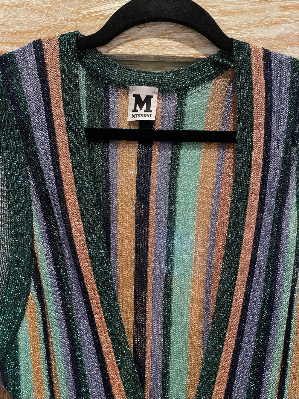 Missoni Metallic Striped Knit /long cover up/ top in Green, Gold, Blue 38 - Picture 2 of 4